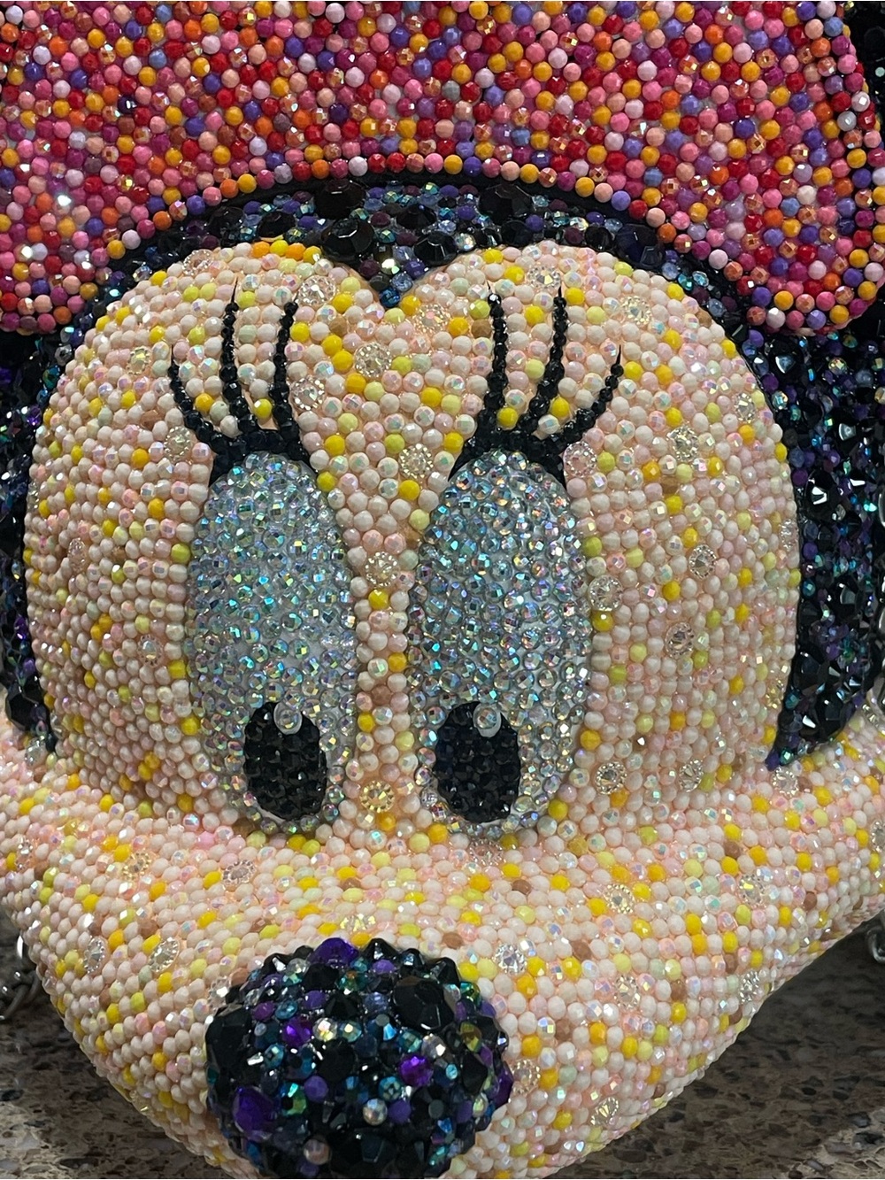 One of a kind * hand bedazzled Minnie Mouse popcorn bucket with strap - Picture 5 of 7